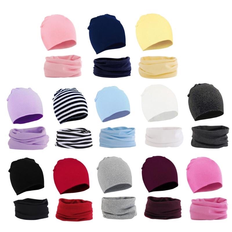 Set mũ kèm khăn ống  cotton mềm cho bé 6 tháng -6 tuổi