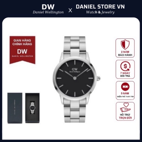 . Đồng hồ Nam Nữ DW Iconic Link võ bạc mặt đen - DanielStoreVn .