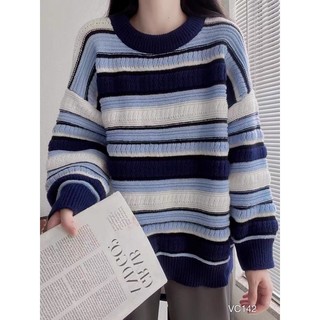 áo len sọc ngang dáng dài