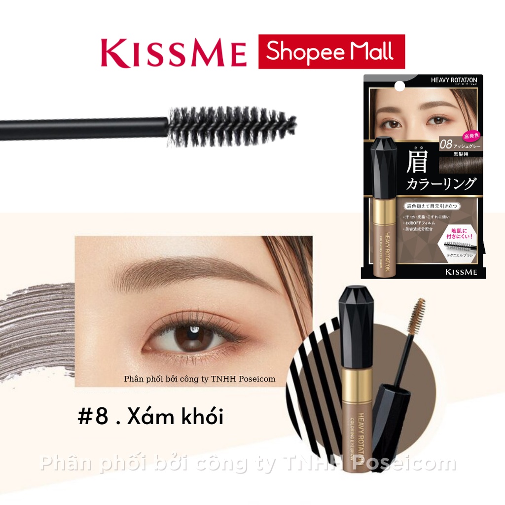 Mascara Lông Mày Kissme Đổi Màu Tạm Thời Kissme Heavy Rotation Chống Trôi Siêu Bền