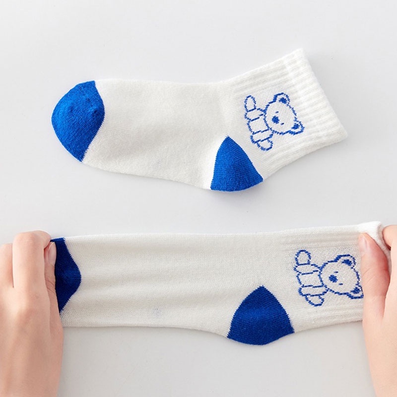 Set 5 Đôi Tất Cotton Kẻ Sọc Hình Khủng Long Dễ Thương Cho Bé 1-9 Tuổi