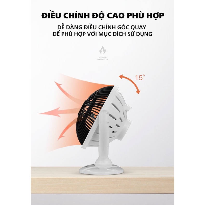Quạt sưởi mùa đông 7 inch máy sưới ấm mini dùng cho gia đình