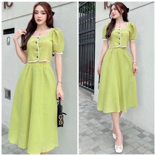 Set caro xanh cổ vuông