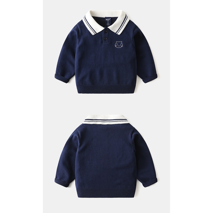 Áo Len Dài Tay Polo Hot Hit Cho Bé Trai