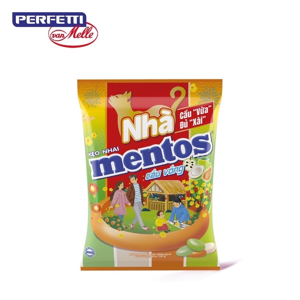 (Sản phẩm Tết 2023 ) Kẹo nhai Mentos Cầu Dừa Đủ Xoài  (Gói 240g)