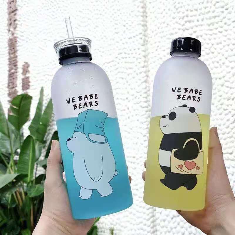 Bình nước dung tích lớn có ống hút/Bình nước di động/Bình nước dễ thương/Bình nước học sinh