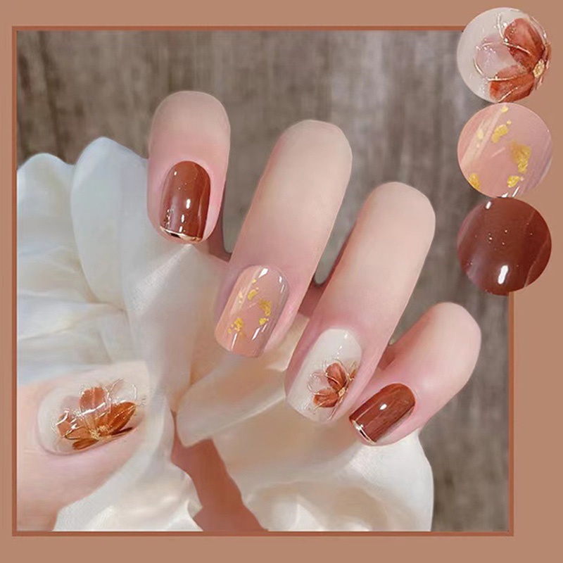 Long Island ice tea Miếng Dán Trang Trí Móng Tay Ngắn Và Mỏng Nhẹ Hình Hoa Trà Ba Chiều Cho Nữ JP5