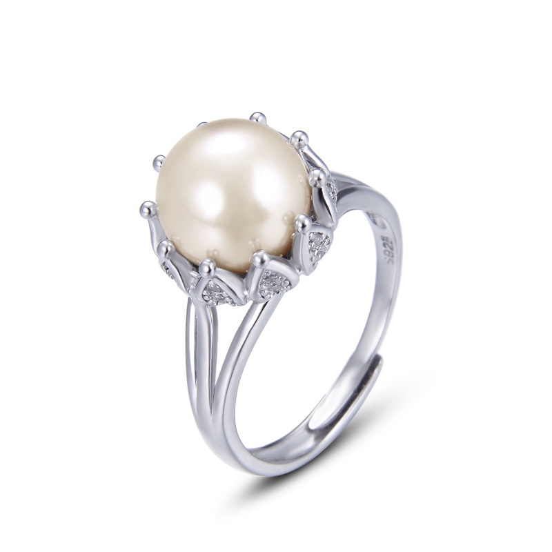 Nhẫn Ngọc Trai Thật 9mm, Ngọc Nuôi Thiên Nhiên Bạc S925 Xi Vàng Trắng Cá Tính BNT622 - Bảo Ngọc Jewelry