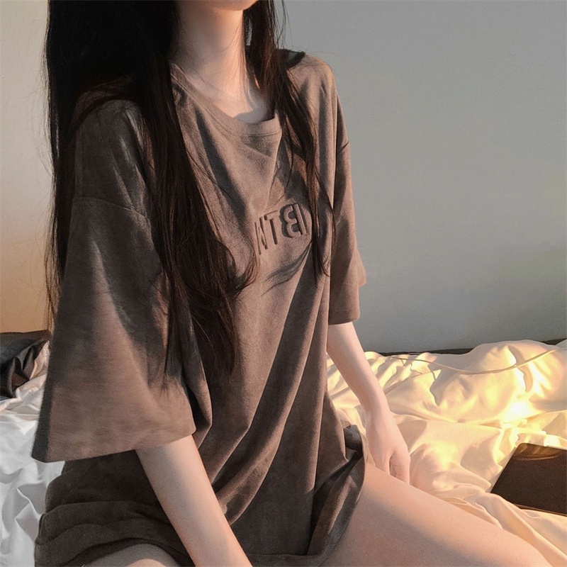 Áo Thun Tay Ngắn Cổ Tròn Thiết Kế Đơn Giản Thời Trang Mùa Hè Cho Nữ