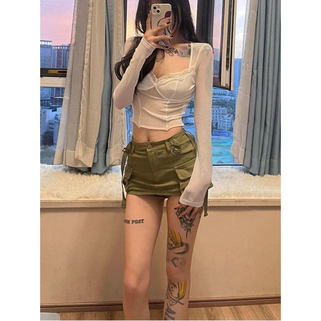 Hàng Mới Về Mới Chân Váy Denim Ngắn Ôm Hông Phong Cách Retro Mỹ Gợi Cảm Cho Nữ