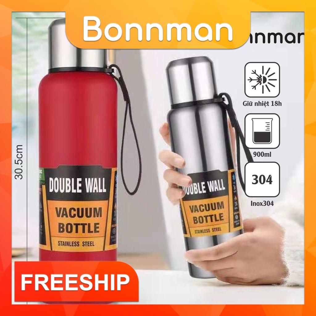 Bình đựng nước giữ nhiệt thể thao chất lượng tốt 900ml chính hãng Bonnman