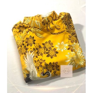 A08-áo dài in hoa cổ 2p/áo dài may sẵn/áo dài lynka