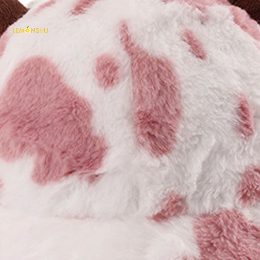 Nón Tai Bèo Phủ Lông Giữ Ấm Họa Tiết Bò Sữa Thời Trang Unisex