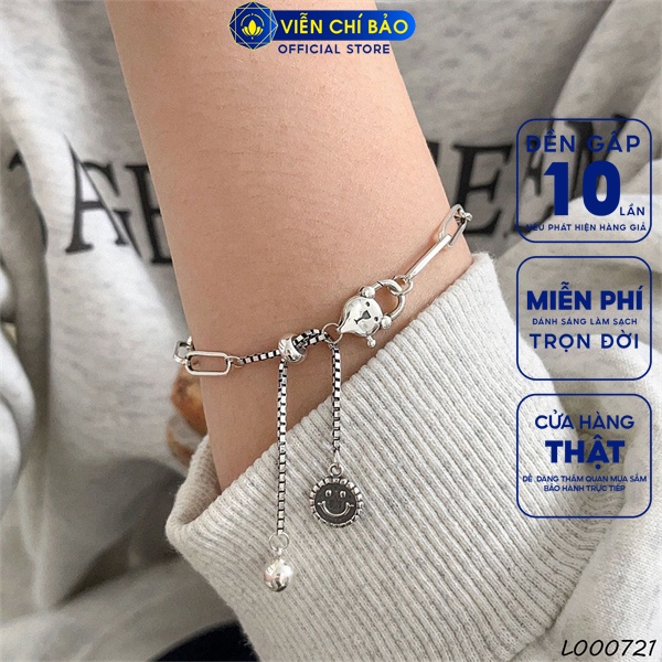 Lắc tay khóa gấu mặt cười chất liệu bạc Thái 925 thời trang phụ kiện trang sức Viễn Chí Bảo L000721
