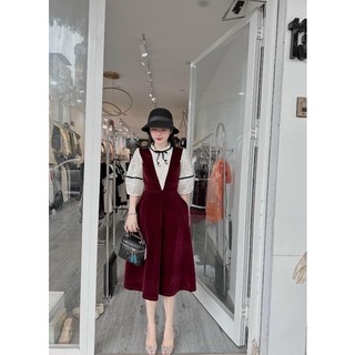 ĐẦM NHUNG MIDI TAY PHỒNG PHỐI REN TIỂU THƯ BIGSIZE