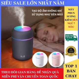 Máy phun sương tạo độ ẩm xông tinh dầu kiêm đèn led 7 màu cực xinh, máy tạo độ ẩm phun sương mini