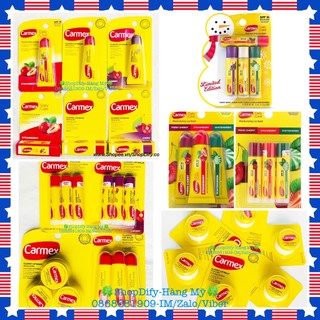 (Bill Mỹ) Son Dưỡng Môi Chống Nắng CARMEX Lip Balm SPF15 Mùi Dâu, Cherry, Bạc hà, Vanilla,Medicated, Dạng Tuýp, Thỏi, Hũ