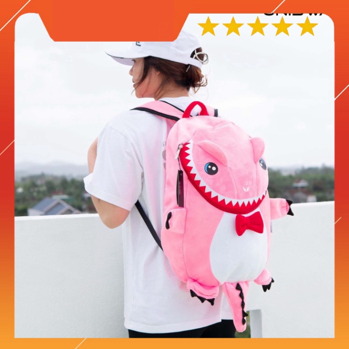 Balo hình Cá Sấu UNISWAP loại vải nhung, 2 lớp chống thâm nước cao cấp - ba lô đi học đi chơi dễ thương