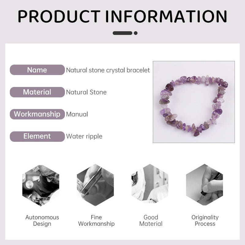 ✨✨Vòng Tay Đá Pha Lê Tự Nhiên Không Đối Xứng Co Giãn Cho Nữ