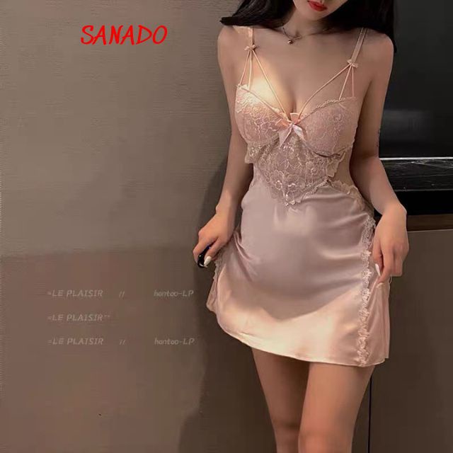 (V28) Váy ngủ sexy có gọng mút vải lụa phối ren hàng quảng châu cao cấp - Sanado | BigBuy360 - bigbuy360.vn