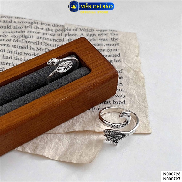 Nhẫn khổng tước cách điệu chất liệu bạc Thái 925 thời trang phụ kiện trang sức Viễn Chí Bảo N000796