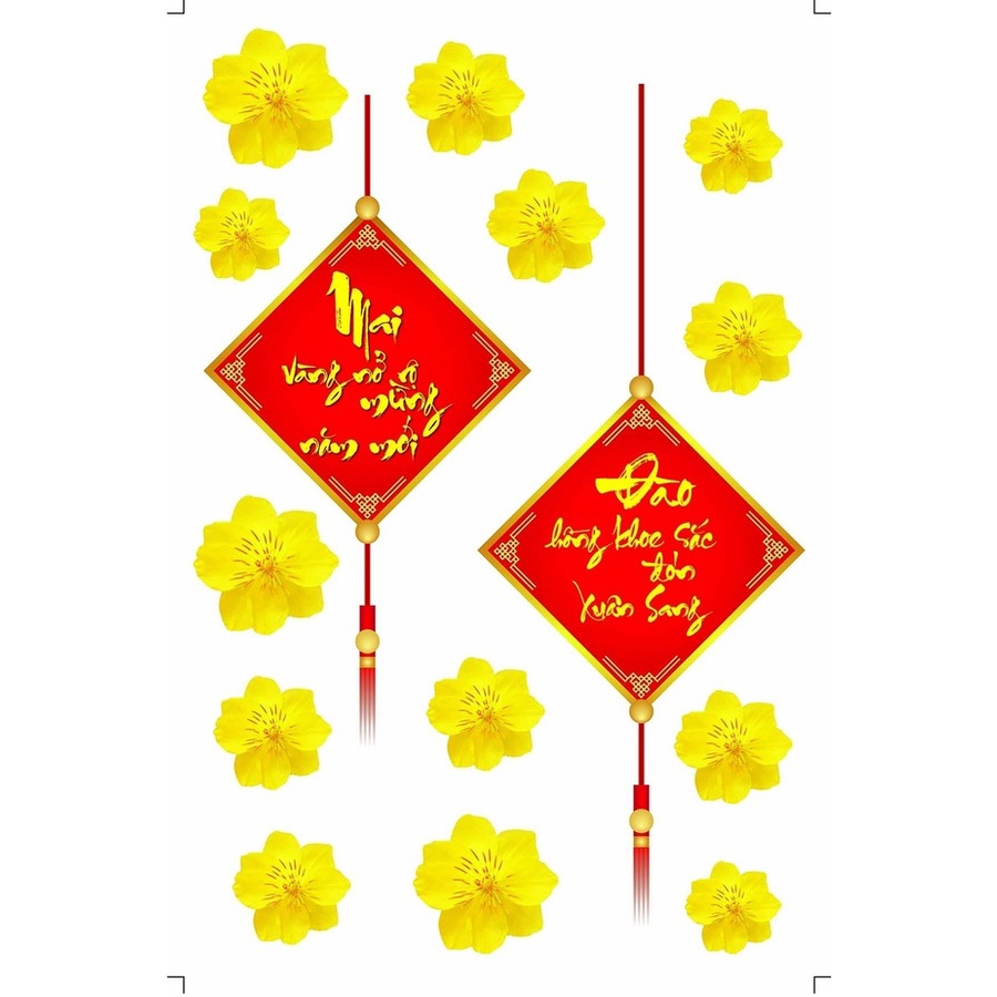 Decal cao cấp Lala trang trí tết câu đối chúc mừng năm mới giá rẻ đẹp - Decal sắc nét có keo sẵn dán kính và tường