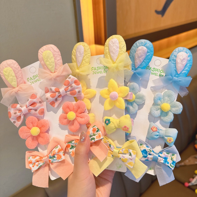 Sét kẹp cặp tóc bằng vải nhiều hình cute dễ thương cho bé gái