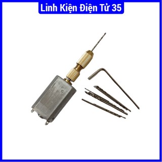 Combo máy khoan mini 5V Siêu Khỏe V1(  1 motor mini 132, 1 đầu kẹp 2015, mũi  khoan)