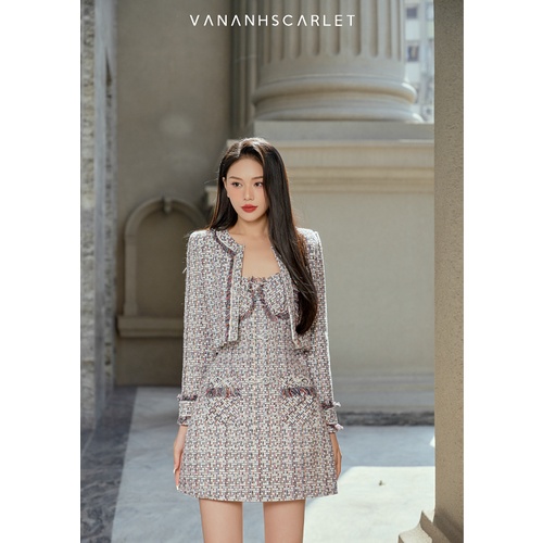 Set váy tweed nữ VANANHSCARLET nơ F29FE065-F20