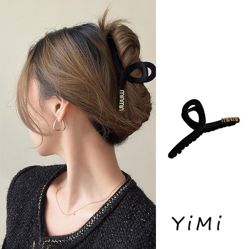 Kẹp Tóc Chữ Lớn Màu Đen Chất Liệu Nhung Thời Trang 2022 Cho Nữ