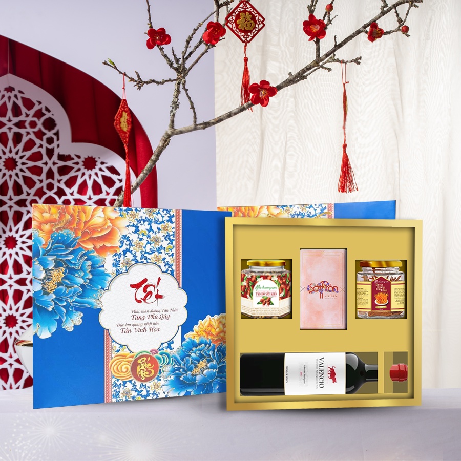 [Sét quà tết 2023] sang trọng trang nhã với sản phẩm chính là nhụy hoa nghệ tây QT7.04