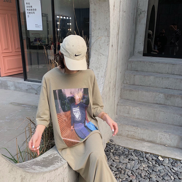 IELGY  IELGY  Đầm Dài Qua Gối Tay Ngắn plus size Cho Nữ