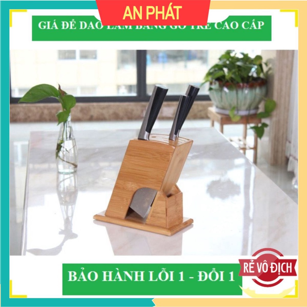 ✔️ Ống Cắm Dao - Đũa Hình Chữ Nhật Nghiêng Làm Bằng Gỗ Tre Tự Nhiên, Thiết Kế Hiện Đại Tỉ Mỉ