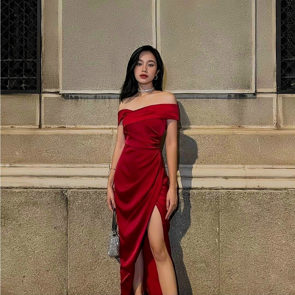 Đầm body cúp ngực chéo tà sang chảnh có mút