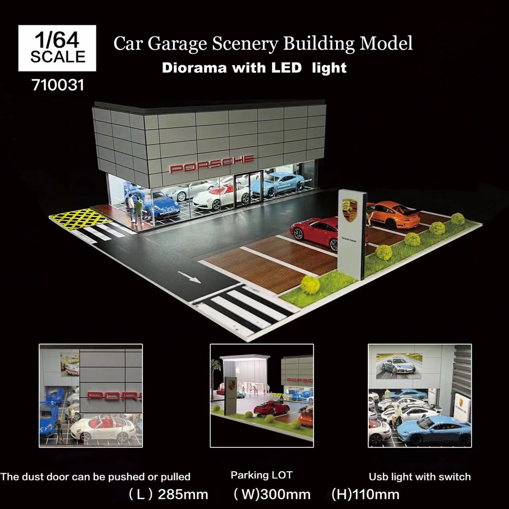 Mô HìNh Tòa Nhà Xe Hơi Diorama 1 / 64 VớI ĐèN LED HiệN ĐạI