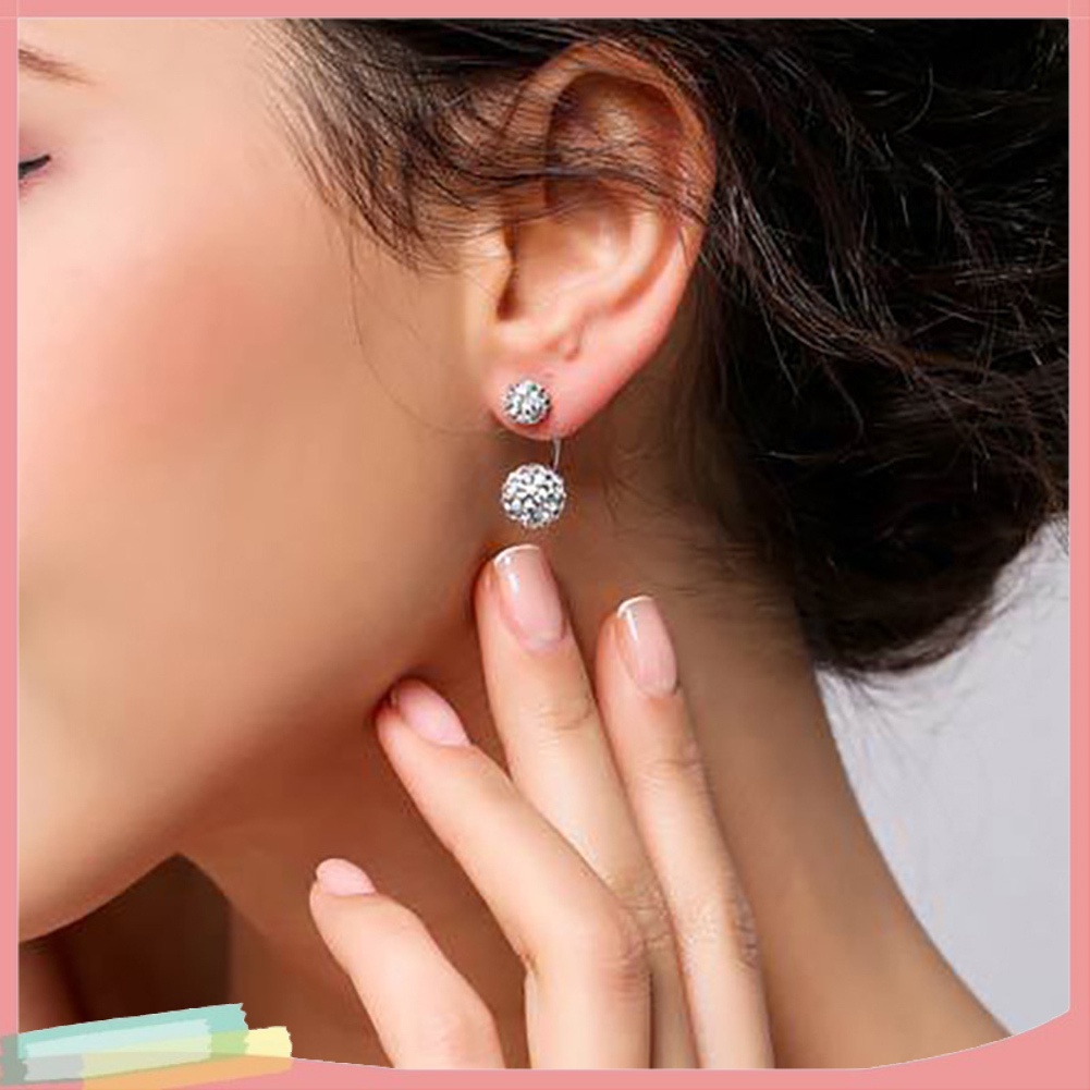 Khuyên tai quả cầu đính đá thời trang cho nữ