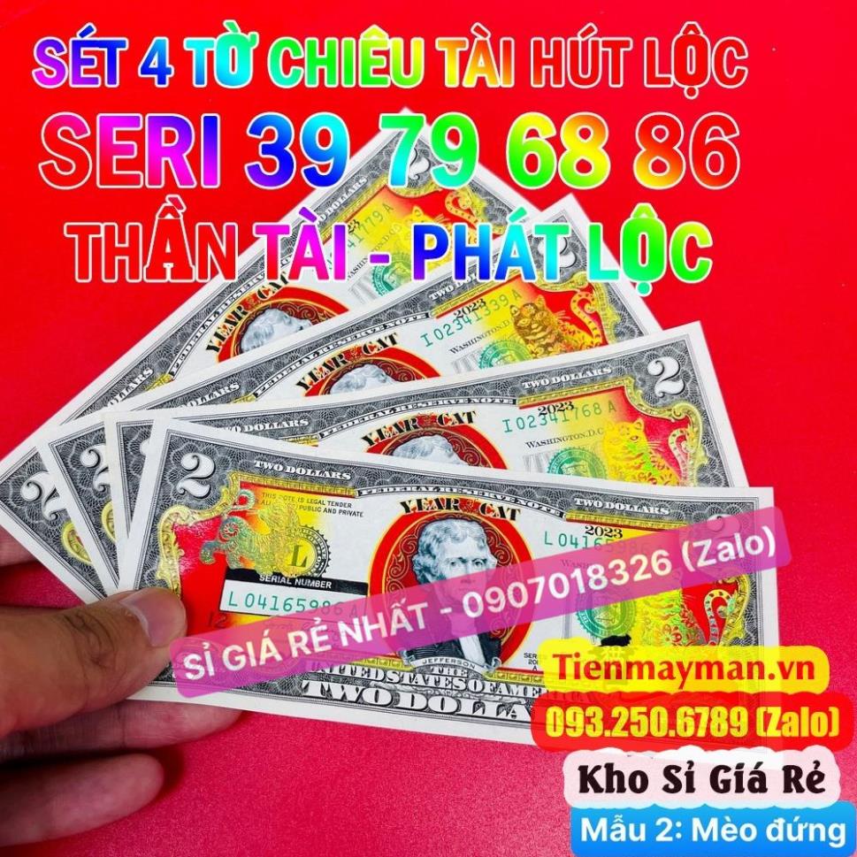 [VIP] (4 tờ Số Đẹp) Bộ Tiền 2 Đô USD Hình Con Mèo Mạ Vàng , Lưu Niệm Lì Xì Mừng Năm Quý Mão [MÈO ĐỨNG]