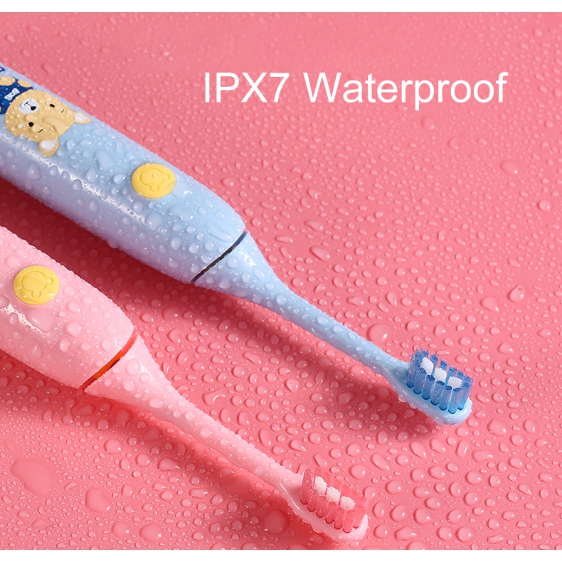 Bàn chải đánh răng điện trẻ em 3 chế độ chải răng với 2 đầu bàn chải thay thế