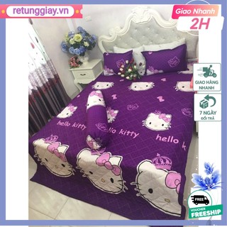 Bộ Chăn Hè Ga Và 2 Vỏ Gối Nằm HELLO KITTY TÍM POLY
