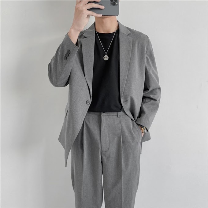 Áo blazer nam from rộng, áo khoác blazer màu đen, kem, ghi kiểu dáng hàn quốc | BigBuy360 - bigbuy360.vn