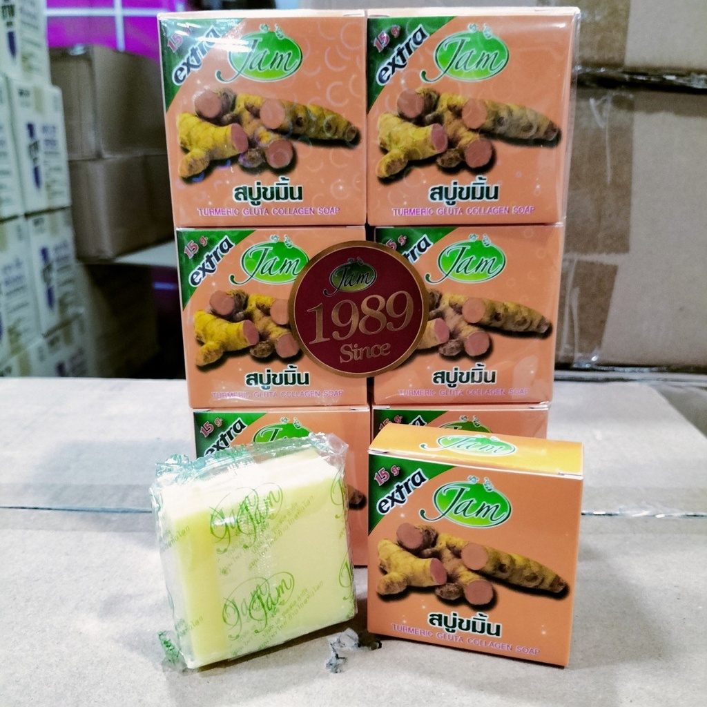 Combo 12 Viên Xà Phòng Nghệ Extra Jam Mẫu Mới Thái Lan Hộp Giấy