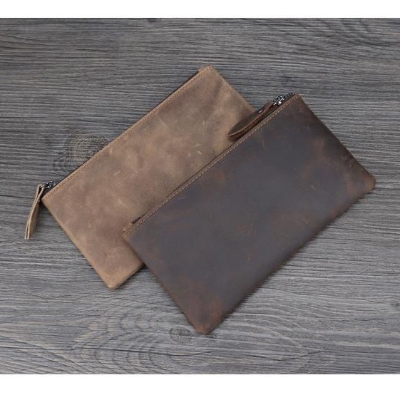 Ví Da Bò Thật Siêu Mỏng Dáng Dài Phong Cách Vintage tp314 Cho Nam