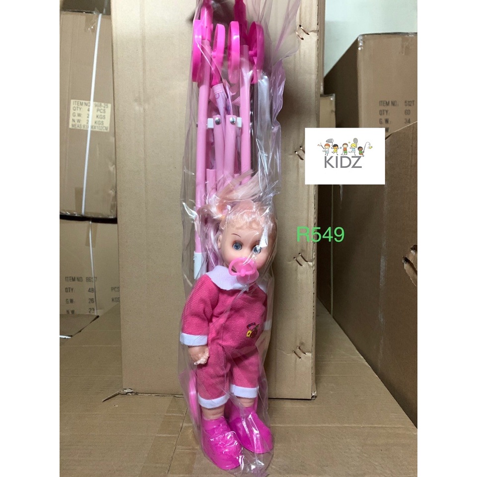 Đồ chơi Xe đẩy em bé kèm búp bê bé gái loại lớn màu hồng siêu dễ thương cho bé