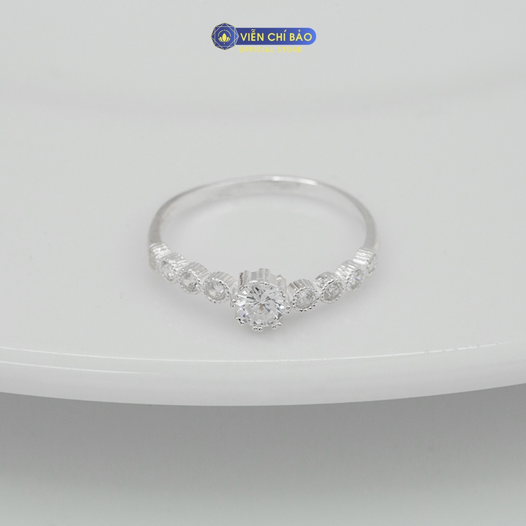 Nhẫn bạc nữ viền đá trắng chất liệu bạc 925 thời trang phụ kiện trang sức nữ thương hiệu Viễn Chí Bảo N400211