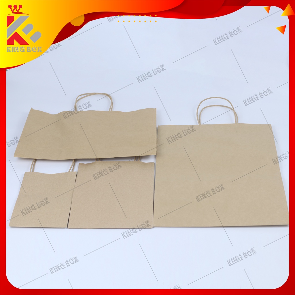Túi giấy KRAFT trơn 120gsm có quai đựng đa năng loại dày KINGBOX