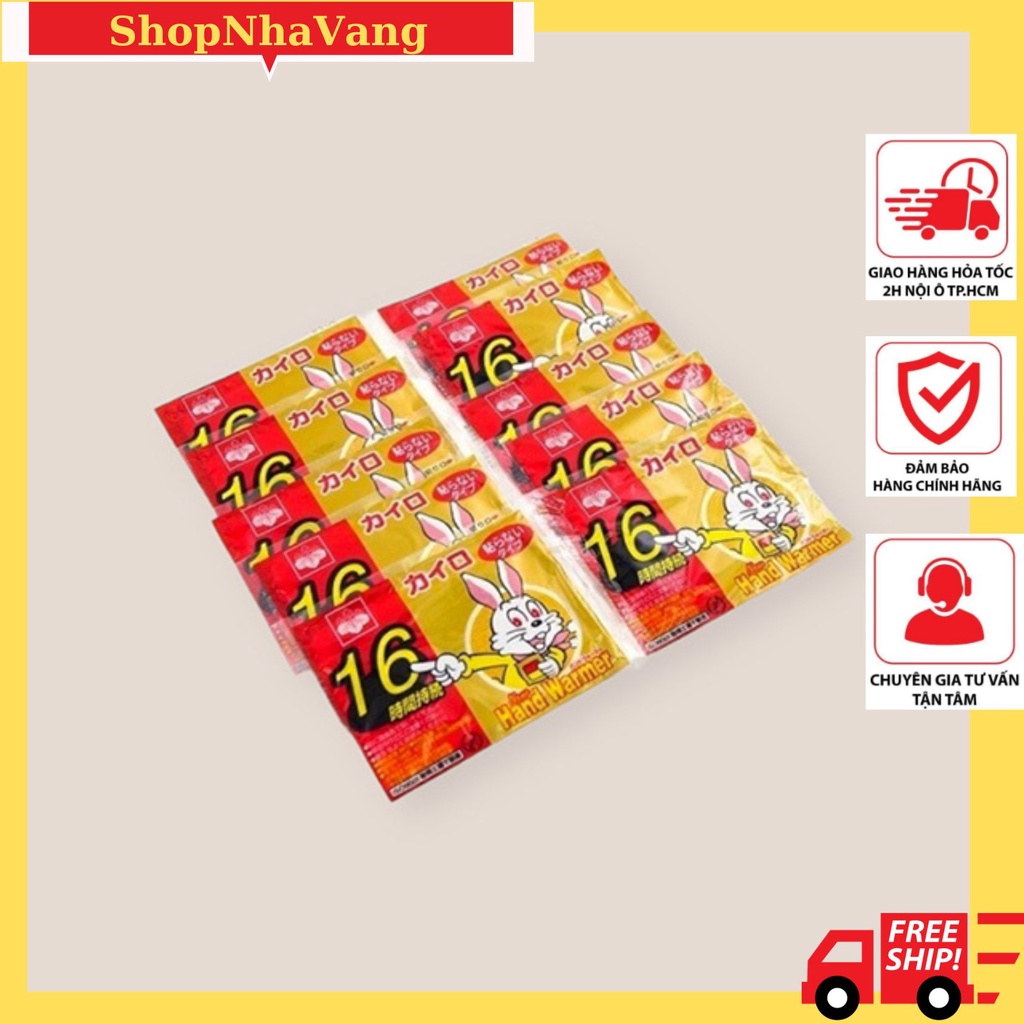 Miếng Dán Giữ Nhiệt Nhật Bản Kairo Giữ Ấm Cơ Thể Đến 16 Tiếng - Bịch 10 Miếng - 20 Miếng - 30 Miếng
