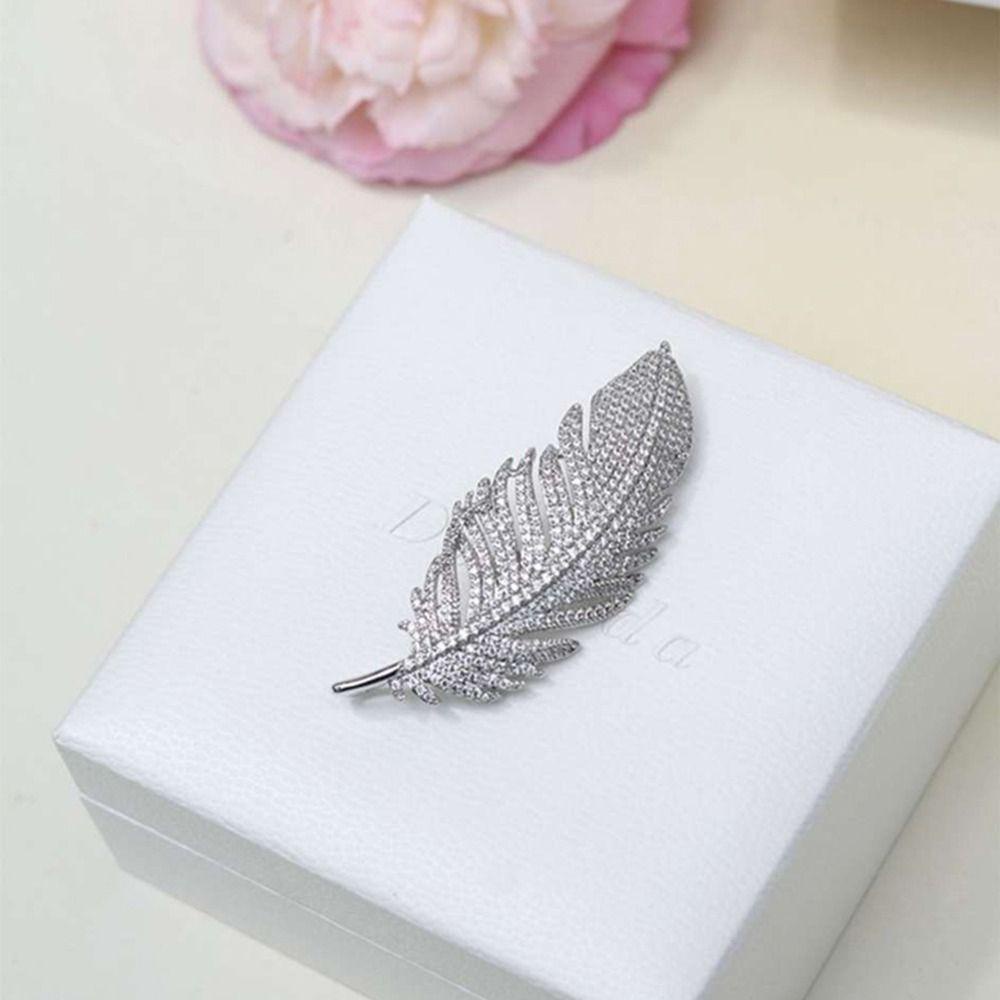 VANES1 Trâm Cài Áo Hình Lông Vũ Phong Cách Vintage Thời Trang Cho Nữ