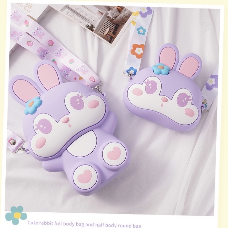 Trẻ Em Silicone Tiền, Túi Hoạt Hình Dễ Thương Thỏ Xingdelu Một Vai Bé Trai Và Bé Gái Sứ Giả Lưu Trữ Túi Đa Năng