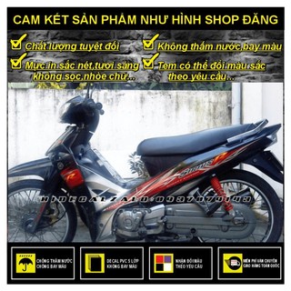 Tem rời dán xe sirius r phối đỏ đen - khả anh
