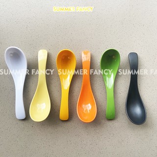Muỗng cơm cong 14cm nhựa melamine phíp đen nhám, đen, nâu kem, cam, xanh lá, vàng, trắng  - spoon F-No25